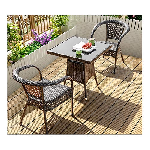 Tavolo in vimini in rattan mobili in patio e set sedia, Tavolo da giardino e sedie da giardino all'aperto in rattan Set di mobili da giardino per famiglie Tavolino da caffè all'aperto (sedia da tavola