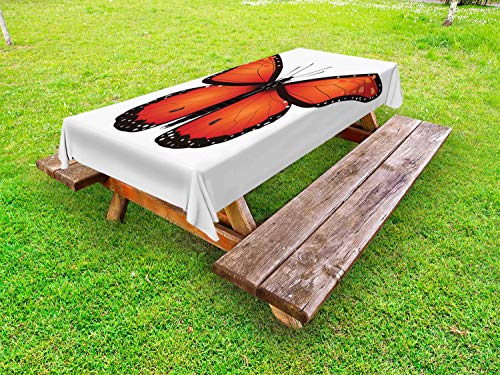ABAKUHAUS La Farfalla Tovaglia da Esterno, Big Monarch Razza Moth, Tovaglia da Picnic Lavabile Decorativa, 145 cm x 210 cm, Vermiglio Antracite