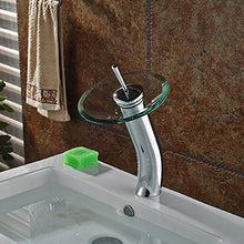 nchant - Rubinetto miscelatore a cascata in vetro per lavabo, stile contemporaneo, cromato lucido