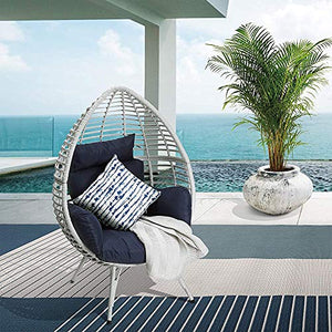 Contemporanea mobili in vimini patio con giardino conservatorio sedie a forma di uovo, 100.99 x 89 x 155.95 Limi,White