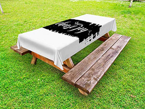 ABAKUHAUS Scegli Joy Tovaglia da Esterno, Siate gioiosi Forget Tristezza, Tovaglia da Picnic Lavabile Decorativa, 145 cm x 265 cm, Charcoal Grey And White
