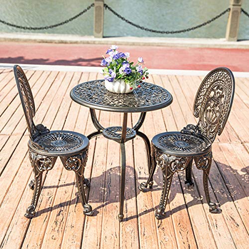 CGBF-Set da Balcone 3 Pezzi,Set da Bistrot in Fusione di Alluminio,Patio Esterno da Giardino con 2 Sedie E Tavolino Rotondo da 60 cm