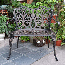 Sedia doppia per il tempo libero all'aperto, panchina da cortile cava scolpita in ferro, panchina da giardino antiruggine e protezione solare, usata per portico, terrazza, giardino, prato