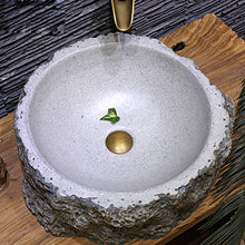 Lavabo sopra Contro Bacino Arte Bacino Bacino Bacino Fatto a Mano Creativo Pietra Retro Antico Bacino di Mano Rotondo (48x17cm) Lavandini Bagno