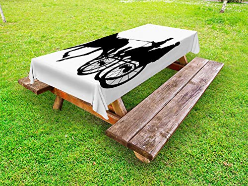 ABAKUHAUS Western Horse Tovaglia da Esterno, Silhouette del Carrello, Tovaglia da Picnic Lavabile Decorativa, 145 cm x 265 cm, Grigio Antracite