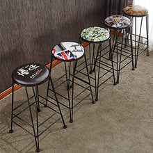 Sedia da ufficio,Sgabello alto da bar con design rotondo, altezza 65 cm (25 pollici), cuscino in pelle artificiale con struttura in ferro, vernice spray nera, utilizzato in ristoranti, bar, caffè, r