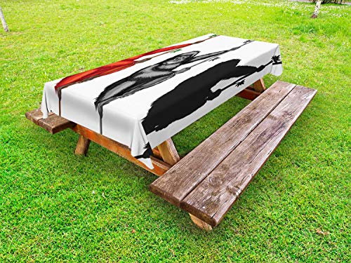 ABAKUHAUS Gorilla Tovaglia da Esterno, Cartoon oranghi Hanging, Tovaglia da Picnic Lavabile Decorativa, 145 cm x 210 cm, Vermilion Grey