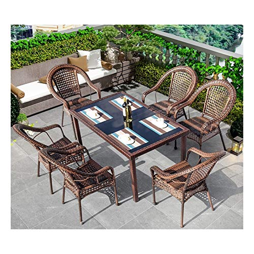 HLZY Tavolo in Vimini in Rattan mobili in Patio e Set Sedia, Set di mobili da Giardino in Rattan tavola e sedie del Patio Set tavolino da caffè in Vetro tavolino da caffè