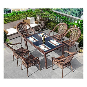 HLZY Tavolo in Vimini in Rattan mobili in Patio e Set Sedia, Set di mobili da Giardino in Rattan tavola e sedie del Patio Set tavolino da caffè in Vetro tavolino da caffè