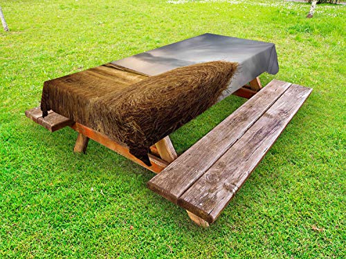 ABAKUHAUS Natura Scena Tovaglia da Esterno, Coperto Campagna, Tovaglia da Picnic Lavabile Decorativa, 145 cm x 210 cm, Purpleblue Pallido caffè
