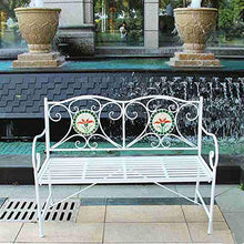 Panchina da Giardino da 47 Pollici Panca per Il Tempo Libero da Esterno, Cortile Doppio Sedile Panche in Metallo per terrazze, Sedia Portico antiruggine anticorrosione Mobile Ingresso Ponte