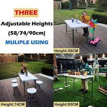 Tavolo da campeggio Mobili portatili leggeri 4ft Tavolo pieghevole w / 3 altezze regolabili per campeggio Picnic Giardino Catering Party Dining BBQ Fair Stall Home Office w / Carry Maniglia indoor & o