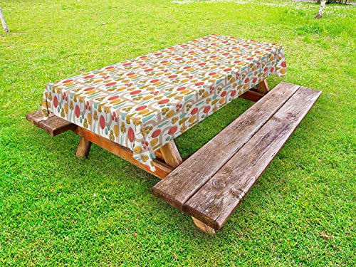 ABAKUHAUS boschi Tovaglia da Esterno, Astratte Alberi e Strade, Tovaglia da Picnic Lavabile Decorativa, 145 cm x 210 cm, Multicolore