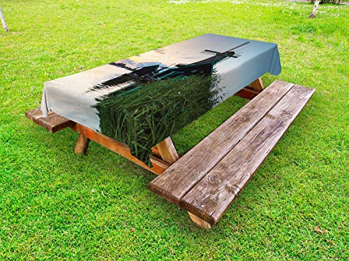 ABAKUHAUS Amsterdam Tovaglia da Esterno, Real Photo di mulini a Vento, Tovaglia da Picnic Lavabile Decorativa, 145 cm x 305 cm, Multicolore