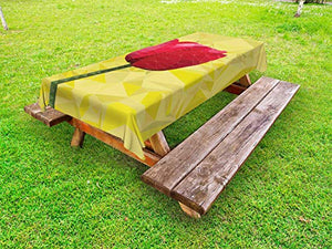 ABAKUHAUS poligoni Tovaglia da Esterno, Geometrico Blooming Tulip, Tovaglia da Picnic Lavabile Decorativa, 145 cm x 305 cm, Pale Green e Dark Pink