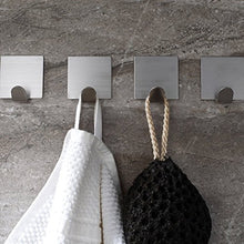 Morbuy Ganci Adesivi, 4 Pezzi Mini Ganci in Acciaio 304 Inox Impermeabile 3M Autoadesivo Gancio Appendiabiti a Parete Porta Portasciugamani Cucina Bagno (4PC Quadrato Stile A)