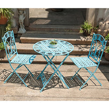 LBYMYB Tavolo da Esterno in Ferro Battuto E Combinazione di Tre Sedie in Ferro Battuto in Ferro Battuto per Il Tempo Libero Creativo per Il Tempo Libero tavolino da caffè (Color : Blue)