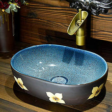 HEIFEN Lavabo in Porcellana sopra Counter Bacino Lavabo Arte Creativo Stile Classico Retro Lavabo Semplice Lavabo Bagno Balcone Ceramica Dimensioni 46 cm * 34 * 13 cm