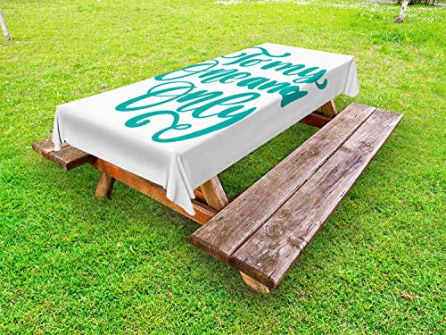 ABAKUHAUS One And Only Dire Tovaglia da Esterno, Formulazione Vibrant, Tovaglia da Picnic Lavabile Decorativa, 145 cm x 305 cm, Scuro Seafoam e Nero