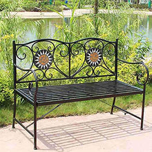 LXLH Panca da Giardino Sgabello da Giardino 47in Panca da Giardino per Esterni panchina per Il Tempo Libero, Cortile Doppio Sedile panchine in Metallo per terrazza, Sedia da Portico antiruggine e