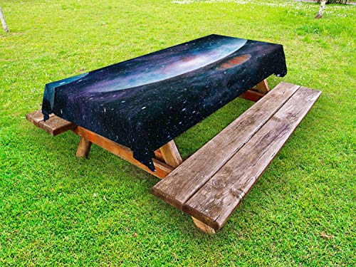 ABAKUHAUS Celeste Tovaglia da Esterno, Comet e Costellazioni, Tovaglia da Picnic Lavabile Decorativa, 145 cm x 265 cm, Multicolore