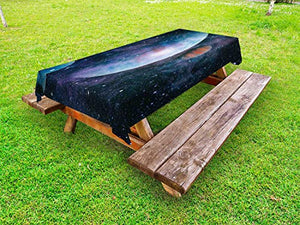ABAKUHAUS Celeste Tovaglia da Esterno, Comet e Costellazioni, Tovaglia da Picnic Lavabile Decorativa, 145 cm x 265 cm, Multicolore