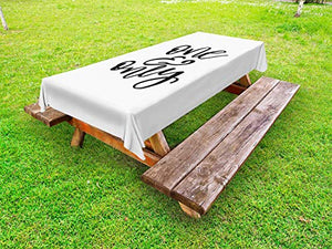 ABAKUHAUS One And Only Dire Tovaglia da Esterno, Strokes Bold, Tovaglia da Picnic Lavabile Decorativa, 145 cm x 265 cm, Charcoal Grey Bianco