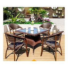 HLZY Tavolo in Vimini in Rattan mobili in Patio e Set Sedia, Tavolo da Stiro del Patio Set di tavolino da caffè in Vetro Conversazione per Giardino all'aperto Piscina (Sedia da tavola Set da 4 Pezzi)