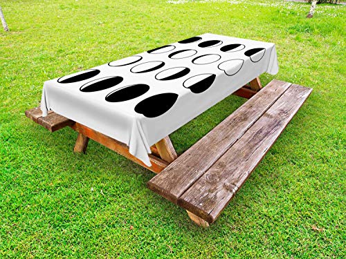 ABAKUHAUS Fasi lunari Tovaglia da Esterno, Articoli Educare Sky, Tovaglia da Picnic Lavabile Decorativa, 145 cm x 265 cm, Charcoal Grey And White
