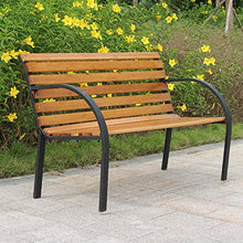 GaoF Panchina da Giardino in Legno massello, panchina da Giardino Doppia con Schienale e braccioli, panchina da Giardino con Struttura in Acciaio Anti-corrosione e antiruggine