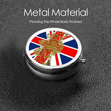 Union Jack Dieu Et Mon Droit - Contenitore rotondo per pillole con 3 scomparti in metallo, per medicinali e vitamine, per viaggi all'aperto
