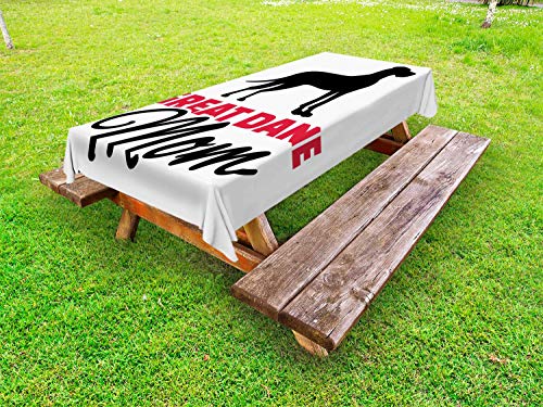 ABAKUHAUS Amante dei Cani Tovaglia da Esterno, Cane Mamma Lettering, Tovaglia da Picnic Lavabile Decorativa, 145 cm x 265 cm, Charcoal Grey Dark Pink