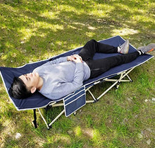 sogesfurniture Lettino Letto Brandina da Campeggio Pieghevole, Letto da Camping Pieghevole,con poggiatesta Rimovibile e Tasche Laterali, Peso supportato 150kg,Blu Marino BHEU-CT-F10NB