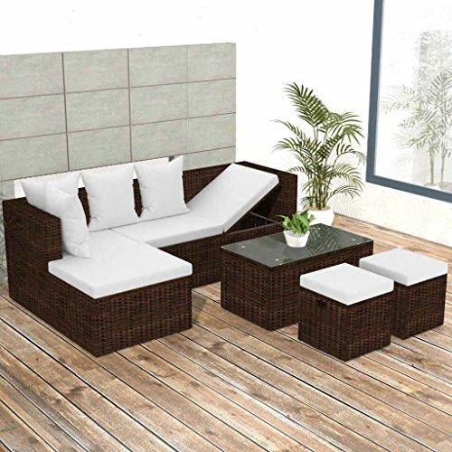 Tidyard Set Divani da Giardino, Mobili da Esterno 12 pz in Polirattan Modulare Marrone - Arredi Casa