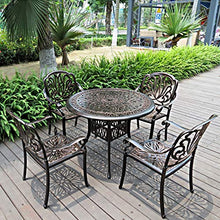 CGBF-Tavolo per Sedie da Giardino in Alluminio Pressofuso 5 Pezzi,Set di Mobili in Bronzo Antico per Patio Esterno con Foro per Ombrellone