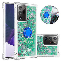 Custodia Samsung Galaxy Note 20 Ultra 4G-5G Squillo della Base del Telefono TPU Brillantini Diamond Liquido Telefono Bumper Case（Amore Verde）