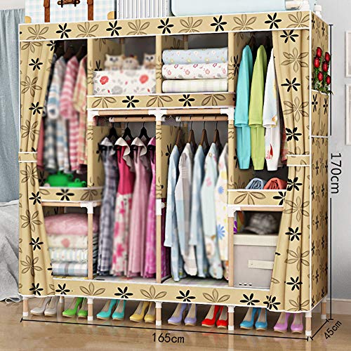 Armadio in Tessuto Doppio, Armadio in Legno Massello di Grande capacità per Uso Domestico, Guardaroba Sospeso in Tessuto Economico