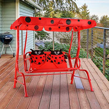 DREAMADE Altalena Dondolo da Giardino per Bambini con 2 Posti e Tetto Regolabile 117 x 78 x 116 cm (Rosso)