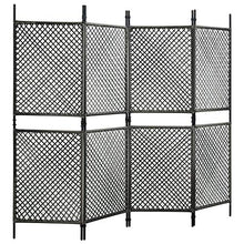 E E-NICES Paravento a 4 Pannelli in Polyrattan Antracite 240x200 cm