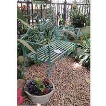 zenggp Panca da Giardino con Braccioli Posti A Sedere da Giardino in Metallo Sedia da Giardino Rustica Vintage,Green