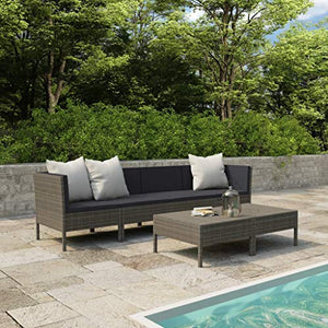 SKM Set Divani da Giardino 6 pz con Cuscini in Polyrattan Grigio (39kg) Grigio-6984