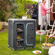 Outsunny Cucina da Campeggio Doppio Armadietto, 3 Mensole e Sacca di Trasporto, Telaio Alluminio 96Lx49.5Px104cm Grigio