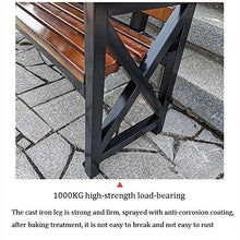 Panchina da esterno in ghisa con sedile in legno massello, con schienale, poltrona, panchina per terrazza, sedia a schiera da giardino anticorrosiva e resistente al sole, giardino / veranda / balcon