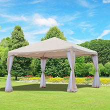 Outsunny Gazebo Tendone da Giardino Impermeabile in Poliestere Beige, 365 x 365cm