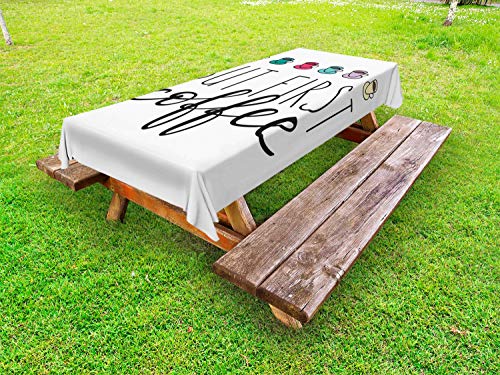 ABAKUHAUS Ma Primo caffè Tovaglia da Esterno, Formulazione Coppe Piccoli, Tovaglia da Picnic Lavabile Decorativa, 145 cm x 210 cm, Pearl e Multicolore