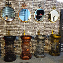 ZTGL Cilindrico Mobile da Bagno con Lavabo, Ferro Battuto Stile Industriale Mobile Bagno, Salvaspazio,Argento,with Mirror