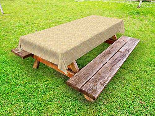 ABAKUHAUS Colore Neutro Tovaglia da Esterno, Pastel esagoni Motif, Tovaglia da Picnic Lavabile Decorativa, 145 cm x 305 cm, Marrone Pastello e Multicolor