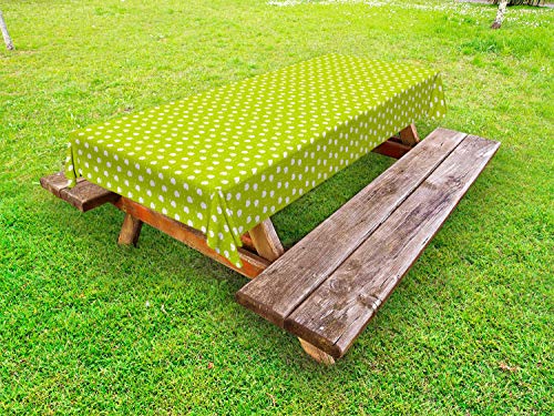 ABAKUHAUS Coniglietto di Pasqua Tovaglia da Esterno, Nizza Doodle, Tovaglia da Picnic Lavabile Decorativa, 145 cm x 210 cm, Giallo Verde e Bianco