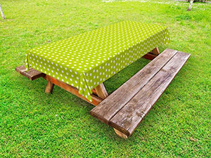 ABAKUHAUS Coniglietto di Pasqua Tovaglia da Esterno, Nizza Doodle, Tovaglia da Picnic Lavabile Decorativa, 145 cm x 210 cm, Giallo Verde e Bianco