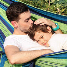 KJLM Single/Double Outdoor Garden Cotton Camping Hammock-Perfect per Campeggio e all'aperto o Giardini e Viaggi (Blu 210x80)